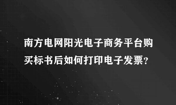 南方电网阳光电子商务平台购买标书后如何打印电子发票？