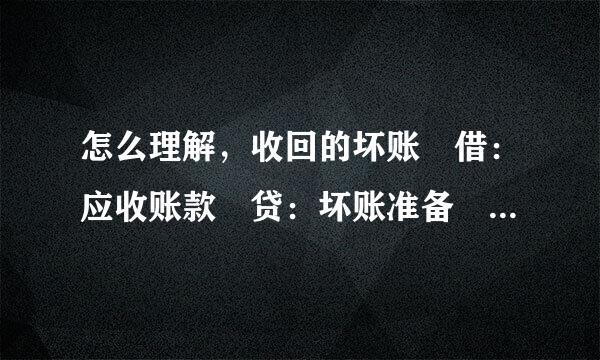 怎么理解，收回的坏账 借：应收账款 贷：坏账准备 这里应收账款增加，坏账准备怎么也是增来自加？怎么理解？（