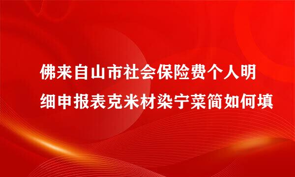 佛来自山市社会保险费个人明细申报表克米材染宁菜简如何填