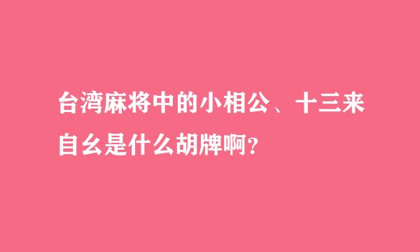 台湾麻将中的小相公、十三来自幺是什么胡牌啊？