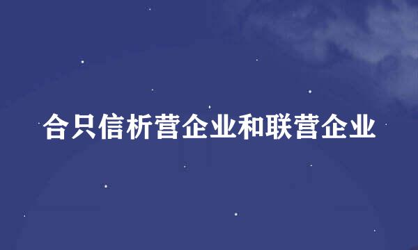 合只信析营企业和联营企业