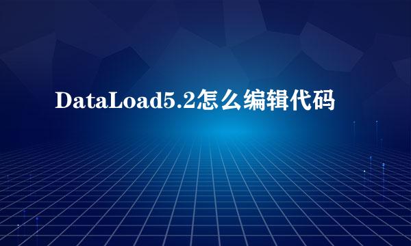 DataLoad5.2怎么编辑代码