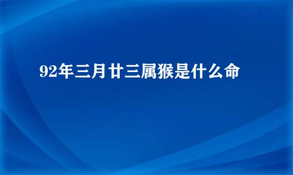 92年三月廿三属猴是什么命