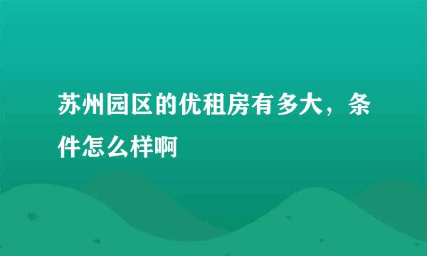 苏州园区的优租房有多大，条件怎么样啊