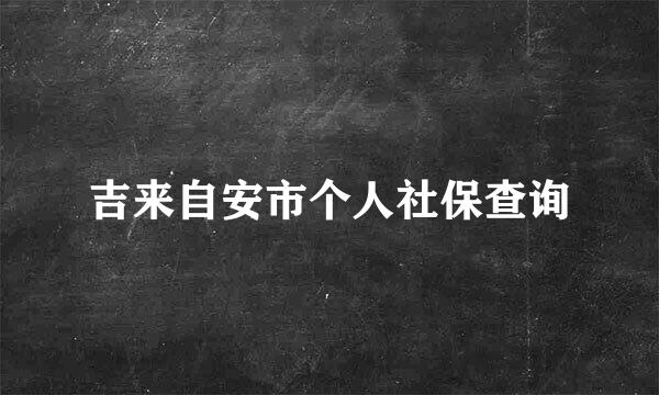 吉来自安市个人社保查询