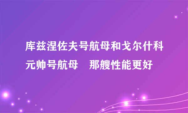 库兹涅佐夫号航母和戈尔什科元帅号航母 那艘性能更好