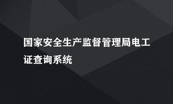 国家安全生产监督管理局电工证查询系统