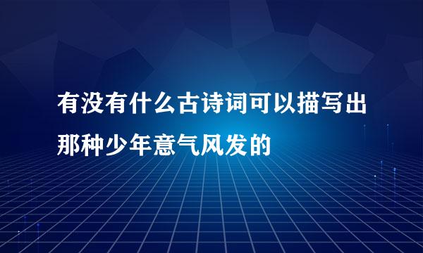 有没有什么古诗词可以描写出那种少年意气风发的