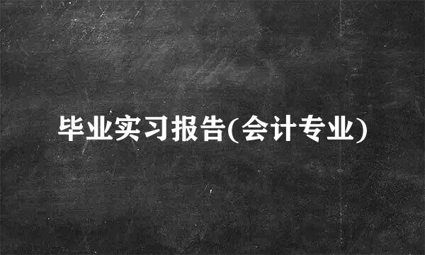 毕业实习报告(会计专业)