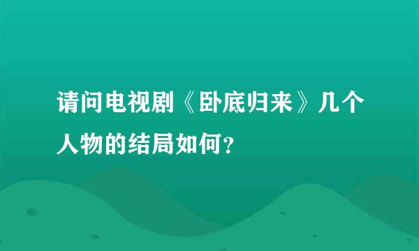 请问电视剧《卧底归来》几个人物的结局如何？