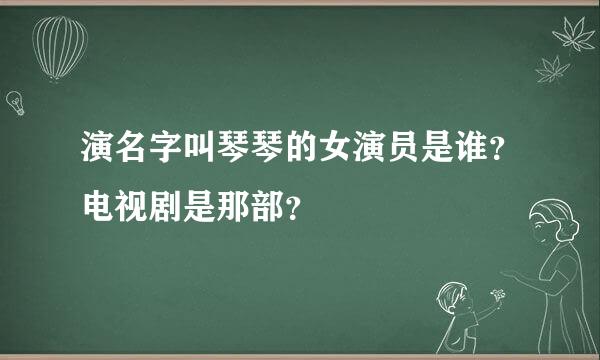 演名字叫琴琴的女演员是谁？电视剧是那部？