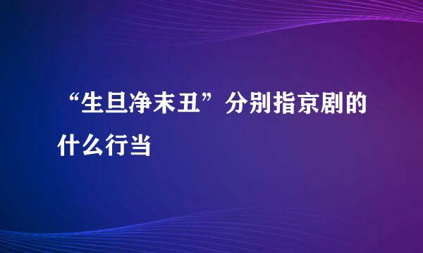 “生旦净末丑”分别指京剧的什么行当