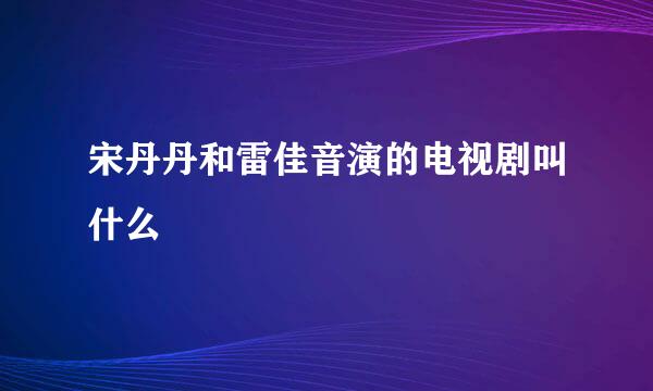 宋丹丹和雷佳音演的电视剧叫什么