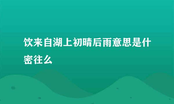 饮来自湖上初晴后雨意思是什密往么