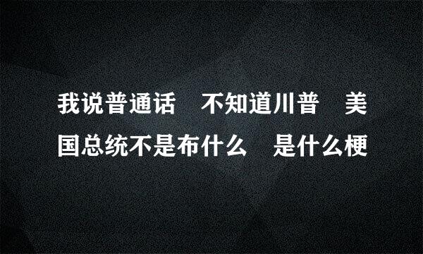 我说普通话 不知道川普 美国总统不是布什么 是什么梗