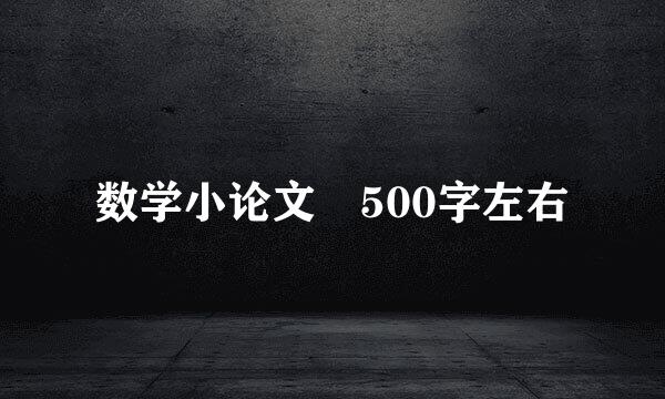 数学小论文 500字左右