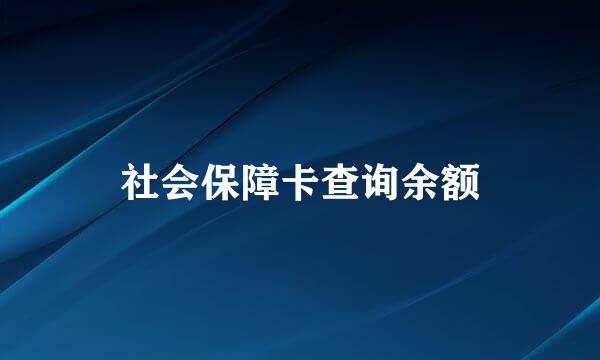 社会保障卡查询余额