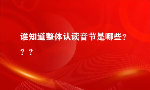 谁知道整体认读音节是哪些？？？