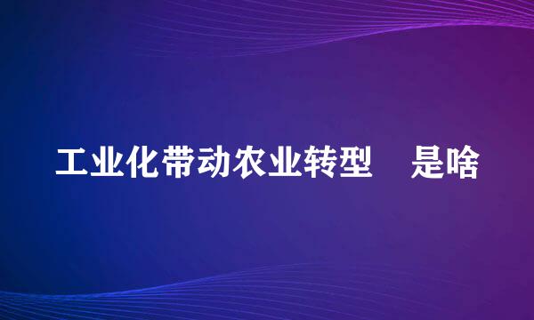 工业化带动农业转型 是啥