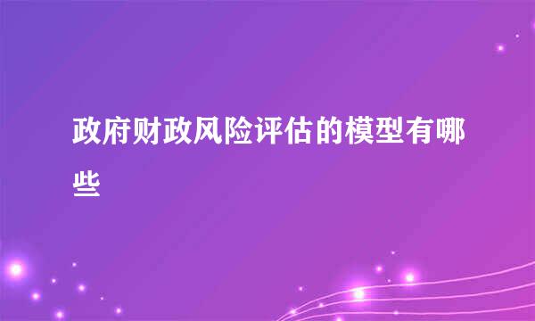 政府财政风险评估的模型有哪些