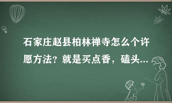 石家庄赵县柏林禅寺怎么个许愿方法？就是买点香，磕头，然后许个愿？再去还愿？