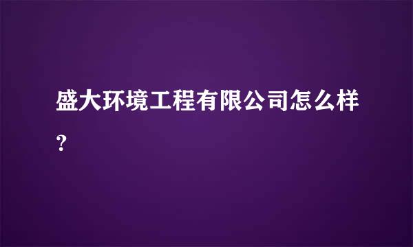 盛大环境工程有限公司怎么样？