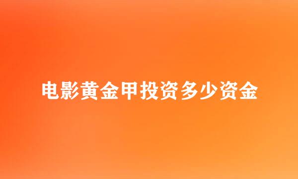 电影黄金甲投资多少资金