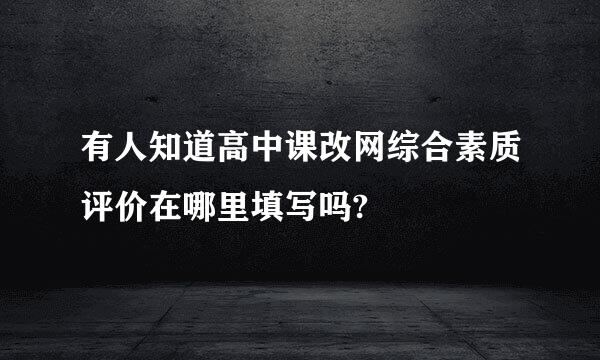 有人知道高中课改网综合素质评价在哪里填写吗?