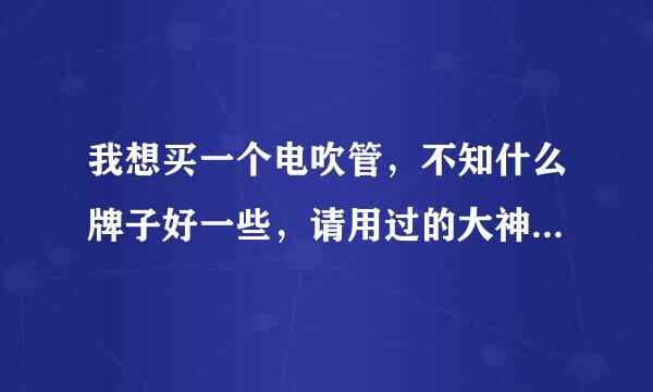 我想买一个电吹管，不知什么牌子好一些，请用过的大神帮个忙，来自谢谢你😊