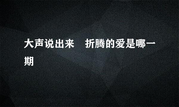 大声说出来 折腾的爱是哪一期