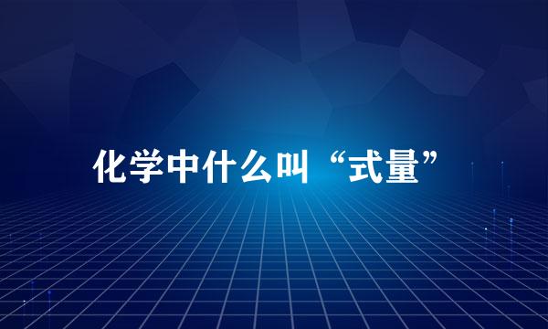 化学中什么叫“式量”