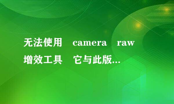 无法使用 camera raw 增效工具 它与此版本的Photosho来自p不兼容