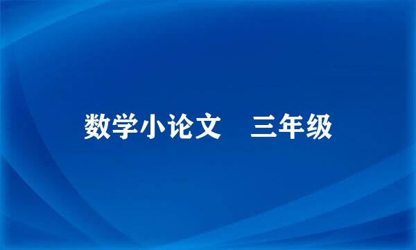 数学小论文 三年级