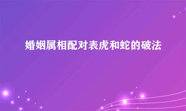 婚姻属相配对表虎和蛇的破法