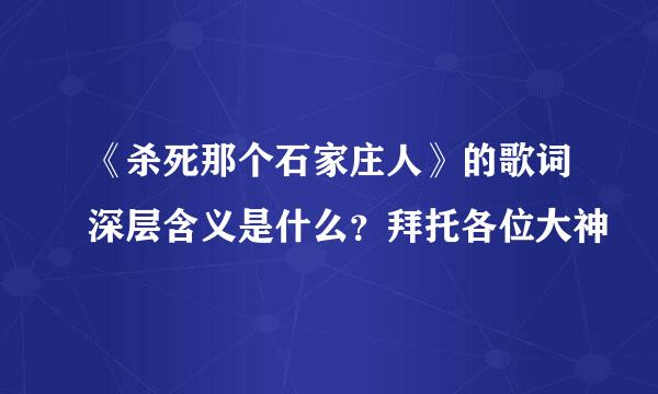 《杀死那个石家庄人》的歌词深层含义是什么？拜托各位大神