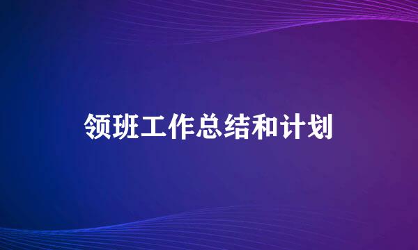 领班工作总结和计划