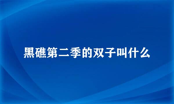 黑礁第二季的双子叫什么