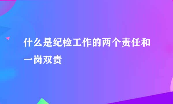 什么是纪检工作的两个责任和一岗双责