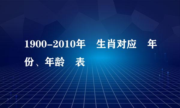 1900-2010年 生肖对应 年份、年龄 表