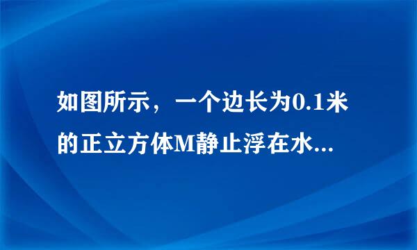 如图所示，一个边长为0.1米的正立方体M静止浮在水面，物体M