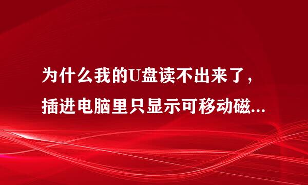 为什么我的U盘读不出来了，插进电脑里只显示可移动磁盘，但是打不开，点击打开就提示请插入磁盘