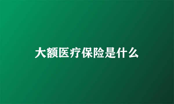 大额医疗保险是什么