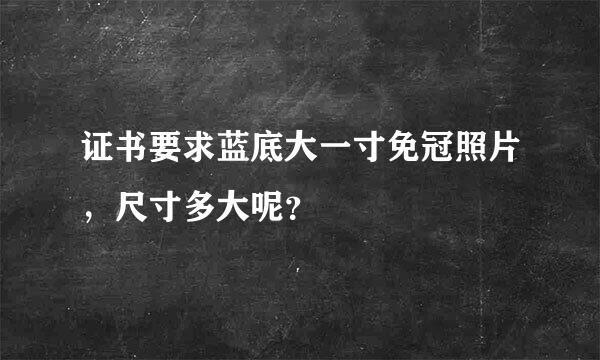 证书要求蓝底大一寸免冠照片，尺寸多大呢？