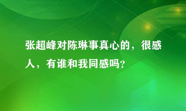 张超峰对陈琳事真心的，很感人，有谁和我同感吗？