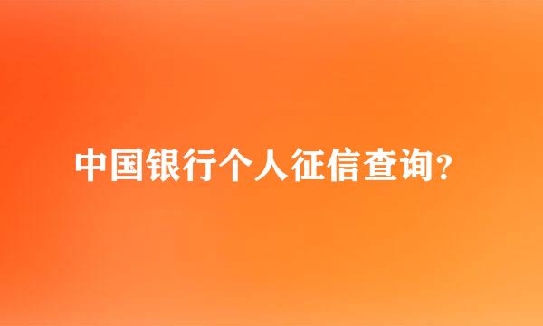 中国银行个人征信查询？