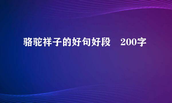 骆驼祥子的好句好段 200字