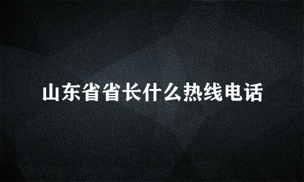 山东省省长什么热线电话