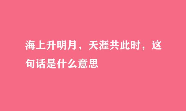 海上升明月，天涯共此时，这句话是什么意思