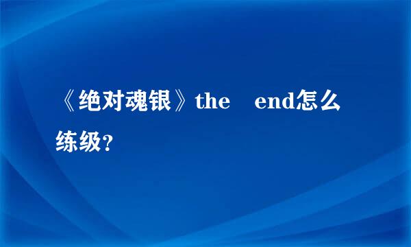 《绝对魂银》the end怎么练级？