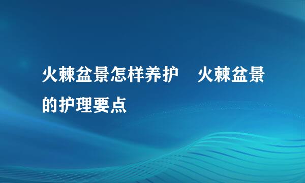 火棘盆景怎样养护 火棘盆景的护理要点